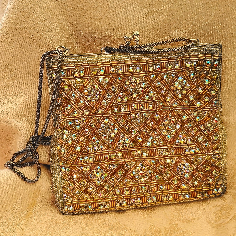 Vintage Walborg AurorA Borealis Rhinestone & Beaded Bag - Spectacular! Sparkly!
